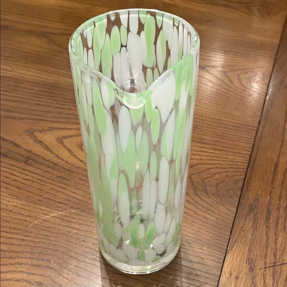 Dwell Studio Green and White Glass Pitcher,‎ NWT